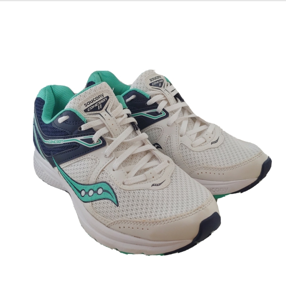 Saucony Womens Cohesion II White Navy Teal Snaeker